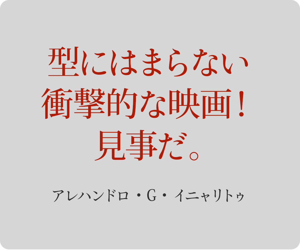 型にはまらない衝撃的な映画！見事だ。－ アレハンドロ・G・イニャリトゥ